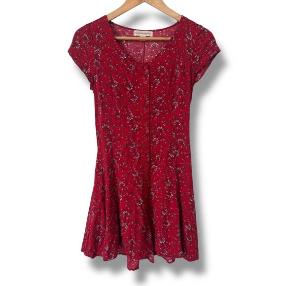 Band of Gypsies 90s Y2K Look Mini Dress Lace Up Back Red Paisley Floral XS - Picture 1 of 6